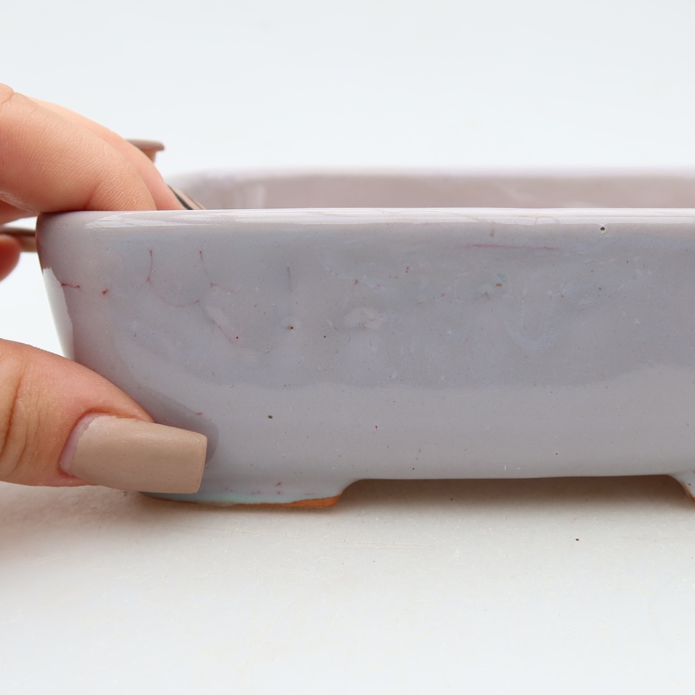 Pot à bonsaï en céramique 15 x 12,5 x 4,5 cm, couleur violette