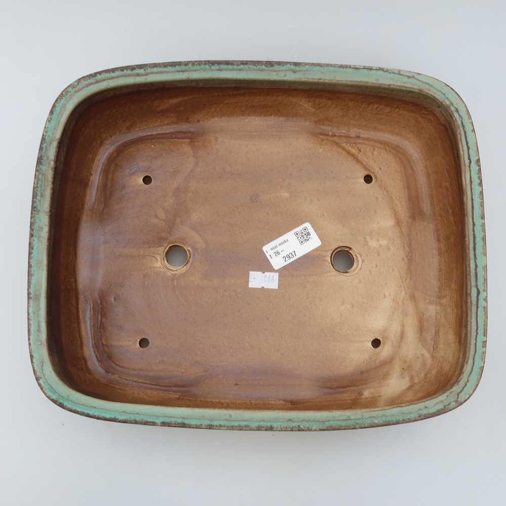Pot à bonsaï en céramique 30 x 24,5 x 7,5 cm, couleur verte