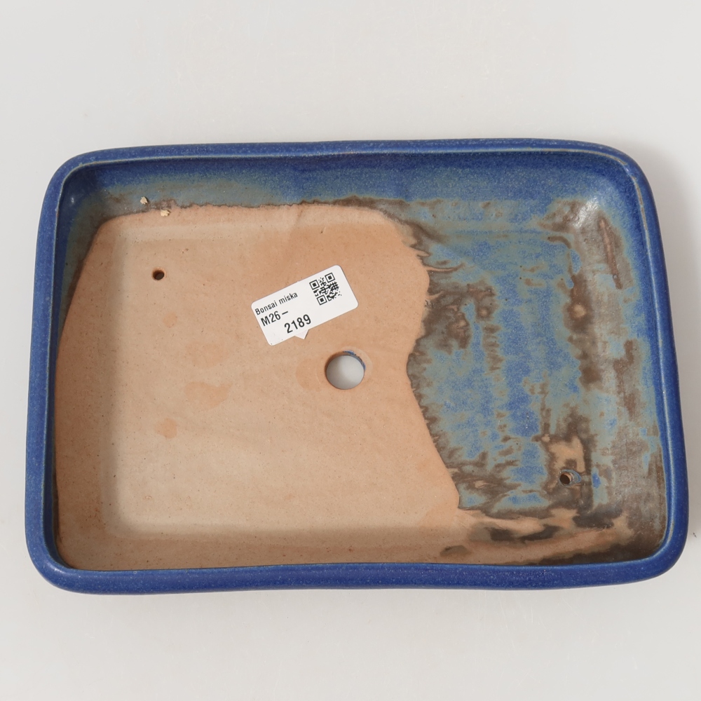 Pot à bonsaï en céramique 24 x 17,5 x 4 cm, couleur bleue