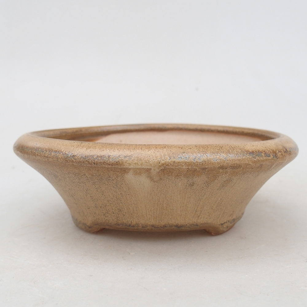 Bol à bonsaï en céramique 13,5 x 13,5 x 4,5 cm, couleur beige