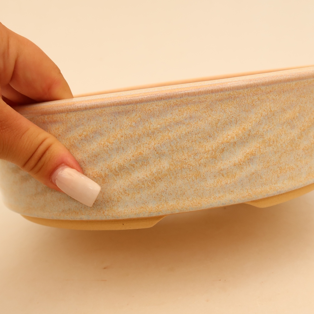 Pot à bonsaï en céramique 23 x 23 x 6,5 cm, couleur beige