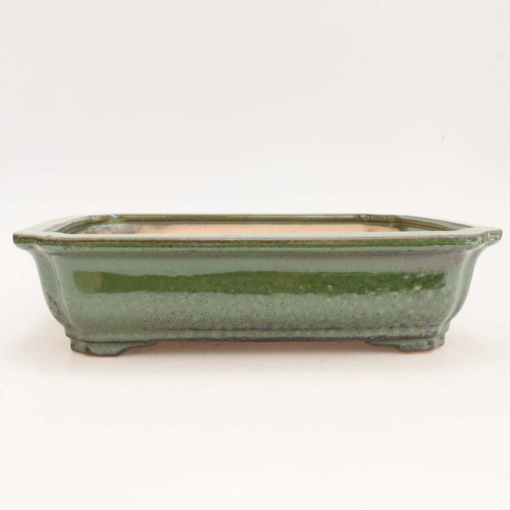 Bol à bonsaï en céramique 27,5 x 21,5 x 7 cm, vert