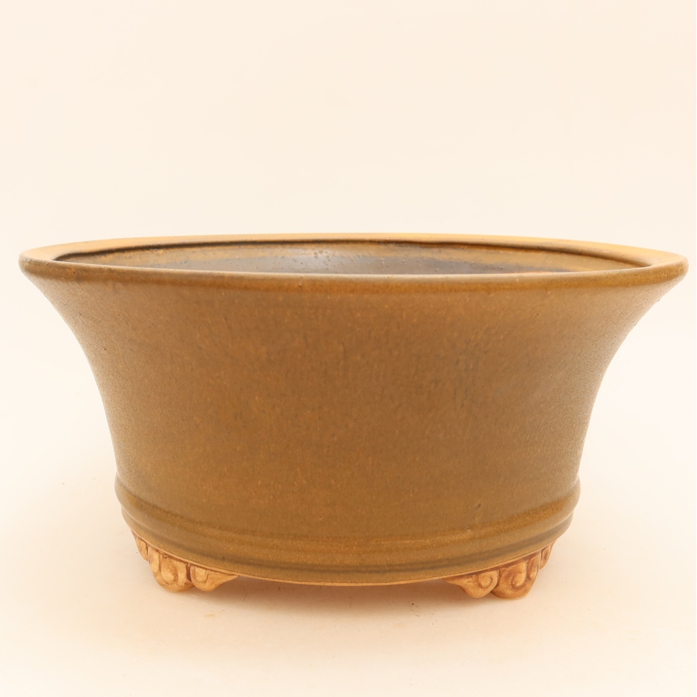 Pot à bonsaï en céramique 24,5 x 24,5 x 11 cm, couleur marron