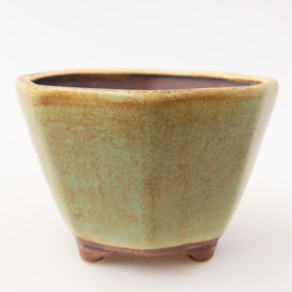 Pot à bonsaï en céramique 9 x 8,5 x 5,5 cm, couleur verte