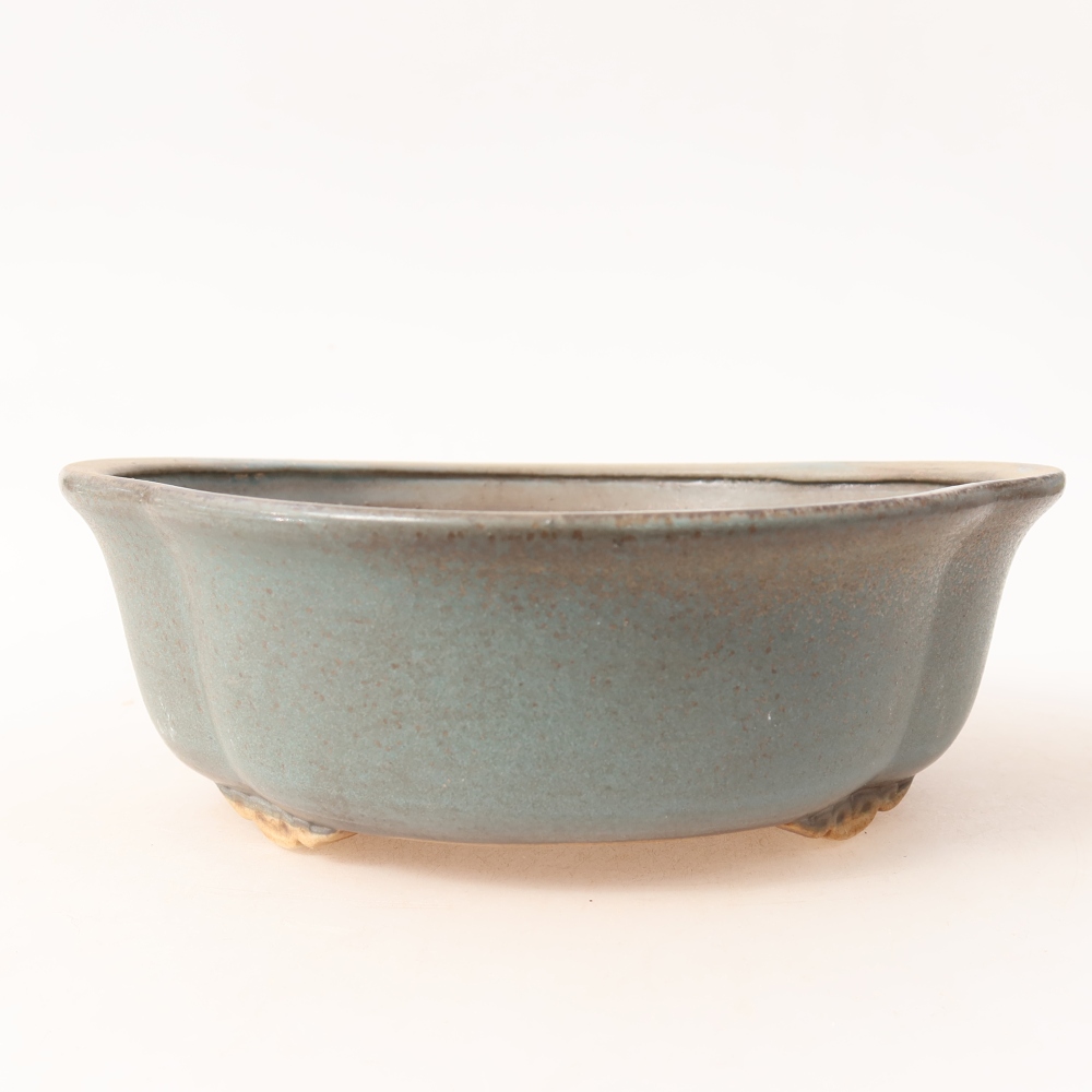 Pot à bonsaï en céramique 18,5 x 16,5 x 6 cm, couleur bleue