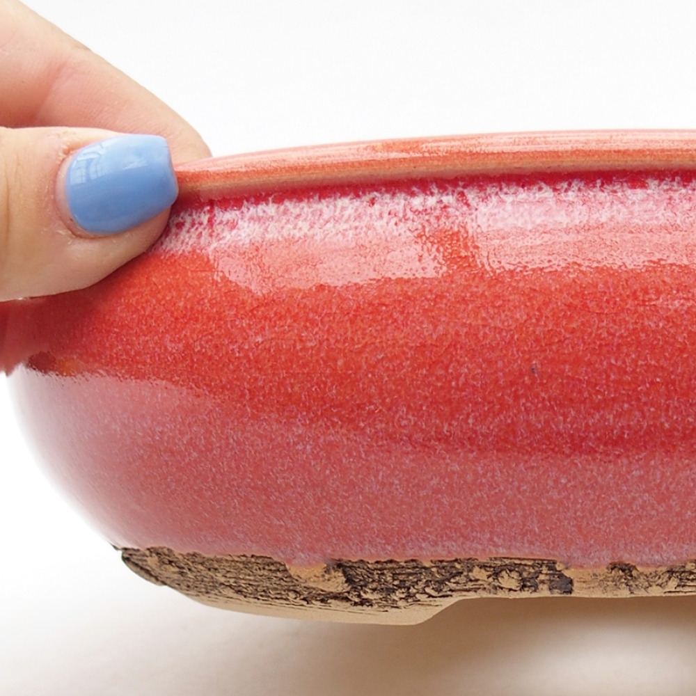 Bol à bonsaï en céramique 19 x 19 x 6 cm, couleur rouge