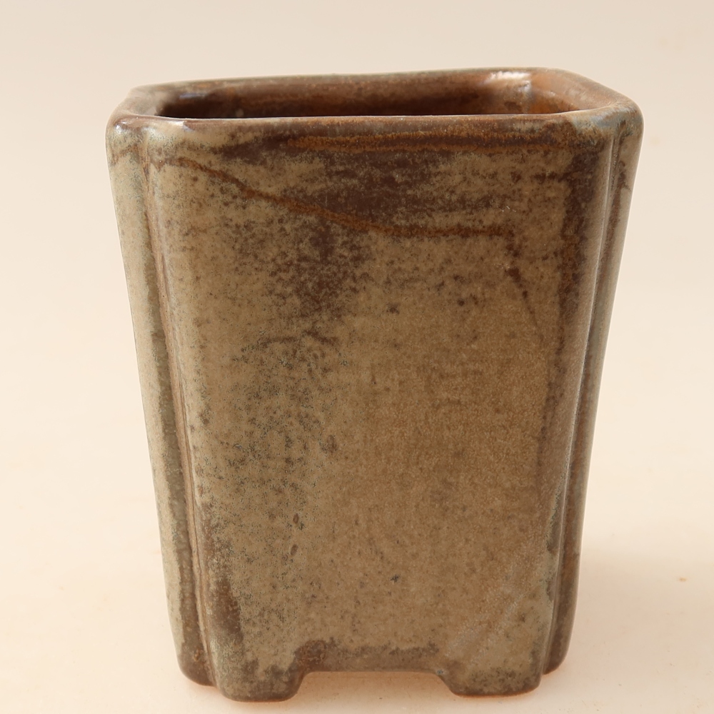 Pot à bonsaï en céramique 7 x 7 x 8,5 cm, couleur marron