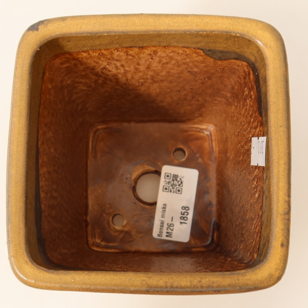 Pot à bonsaï en céramique 10,5 x 10,5 x 12 cm, couleur marron