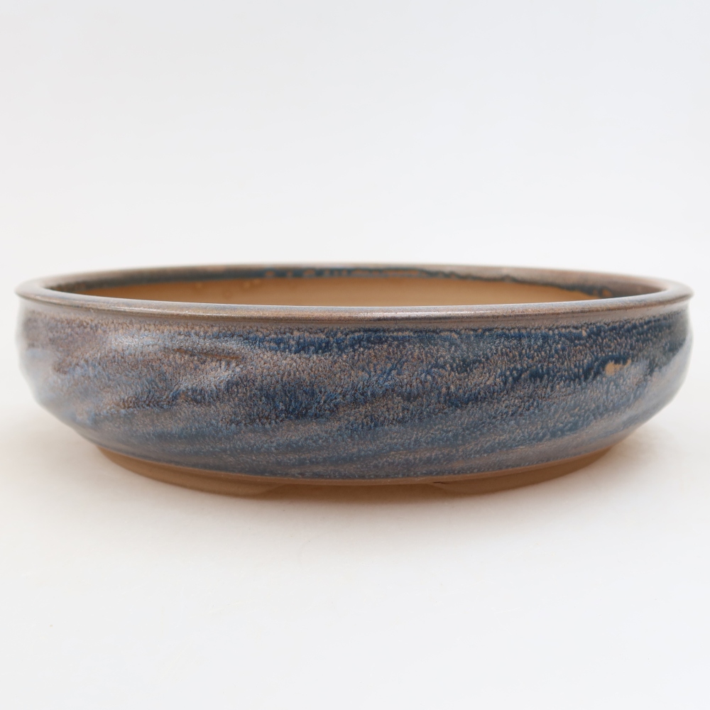 Pot à bonsaï en céramique 22,5 x 22,5 x 5 cm, couleur bleue