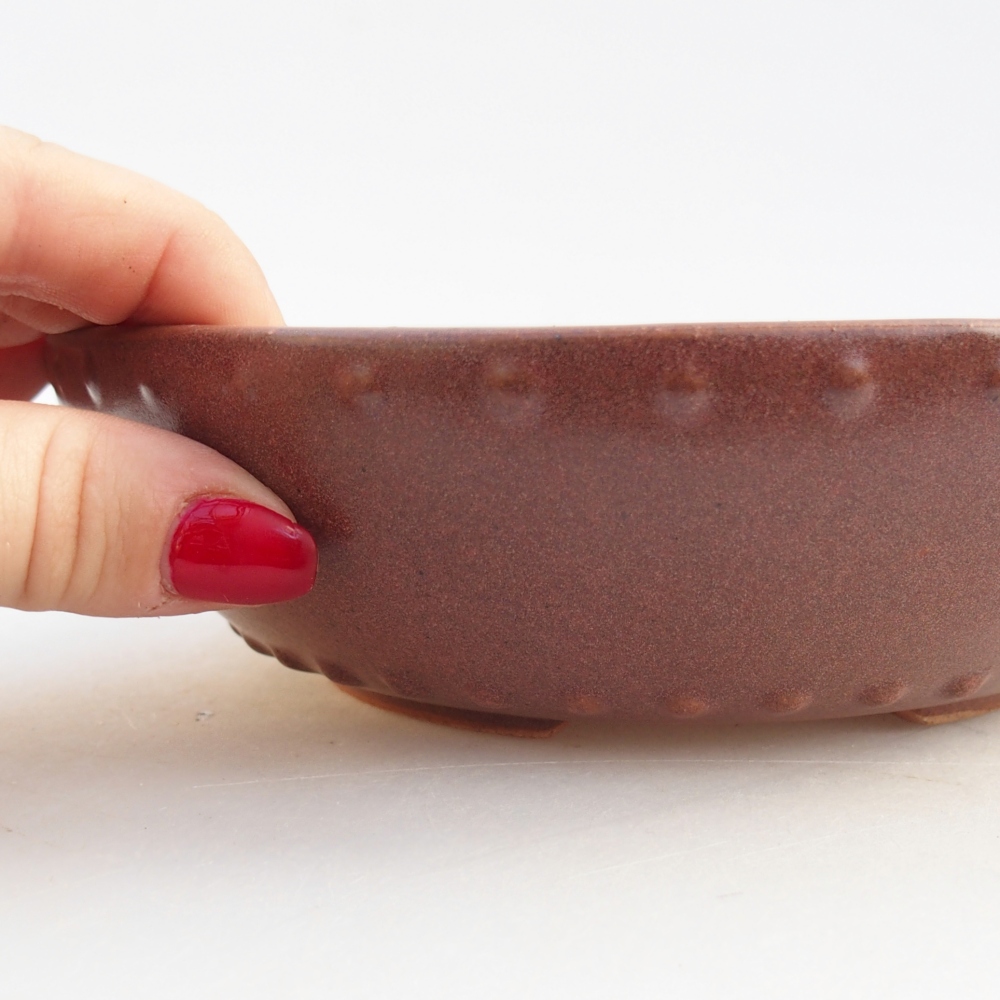 Bol à bonsaï en céramique 17,5 x 17,5 x 5 cm, couleur bordeaux