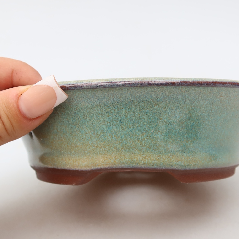 Pot à bonsaï en céramique 14,5 x 14,5 x 4,5 cm, couleur verte