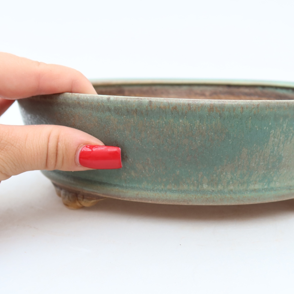 Bol à bonsaï en céramique 21,5 x 21,5 x 6 cm, vert