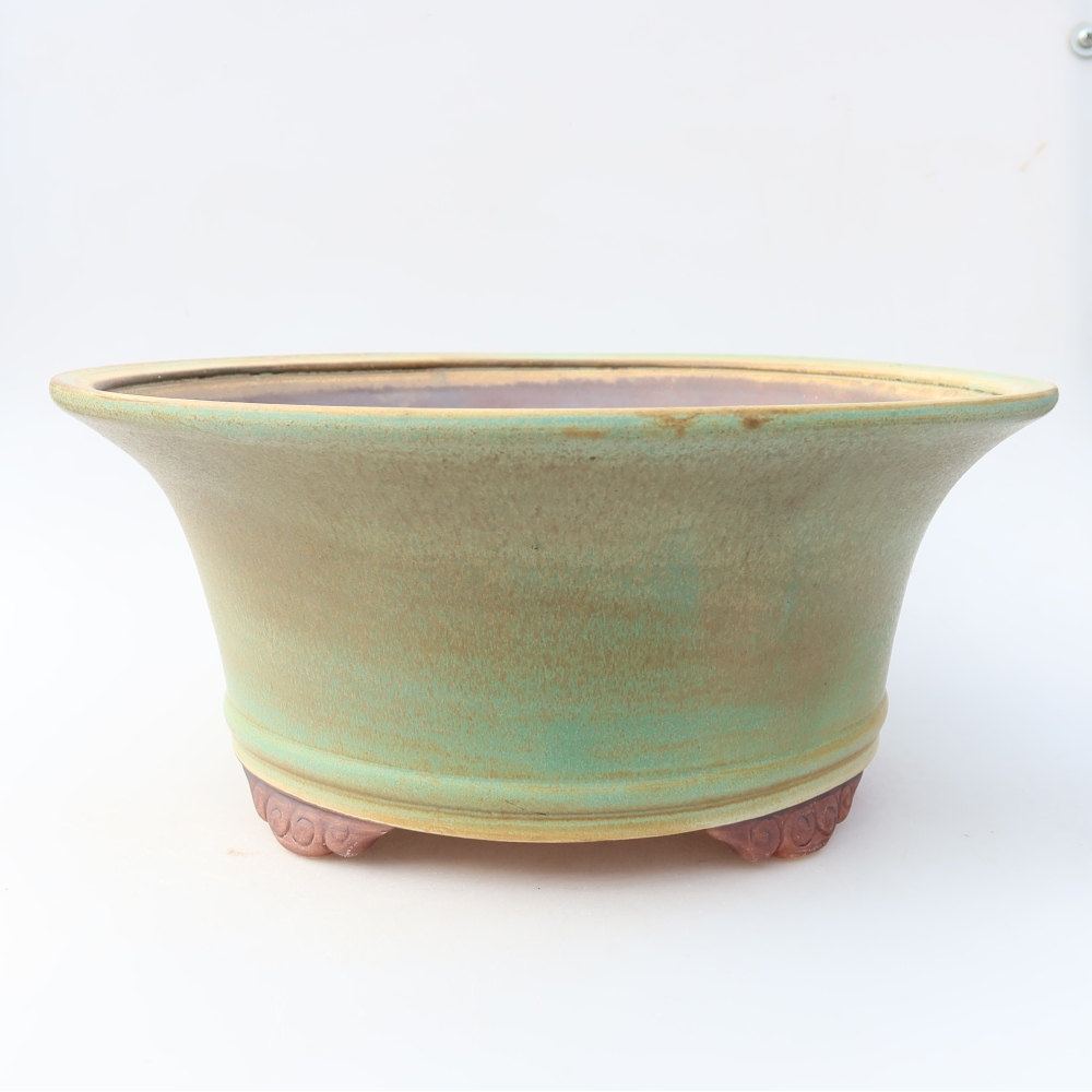 Pot à bonsaï en céramique 31,5 x 31,5 x 14,5 cm, couleur verte