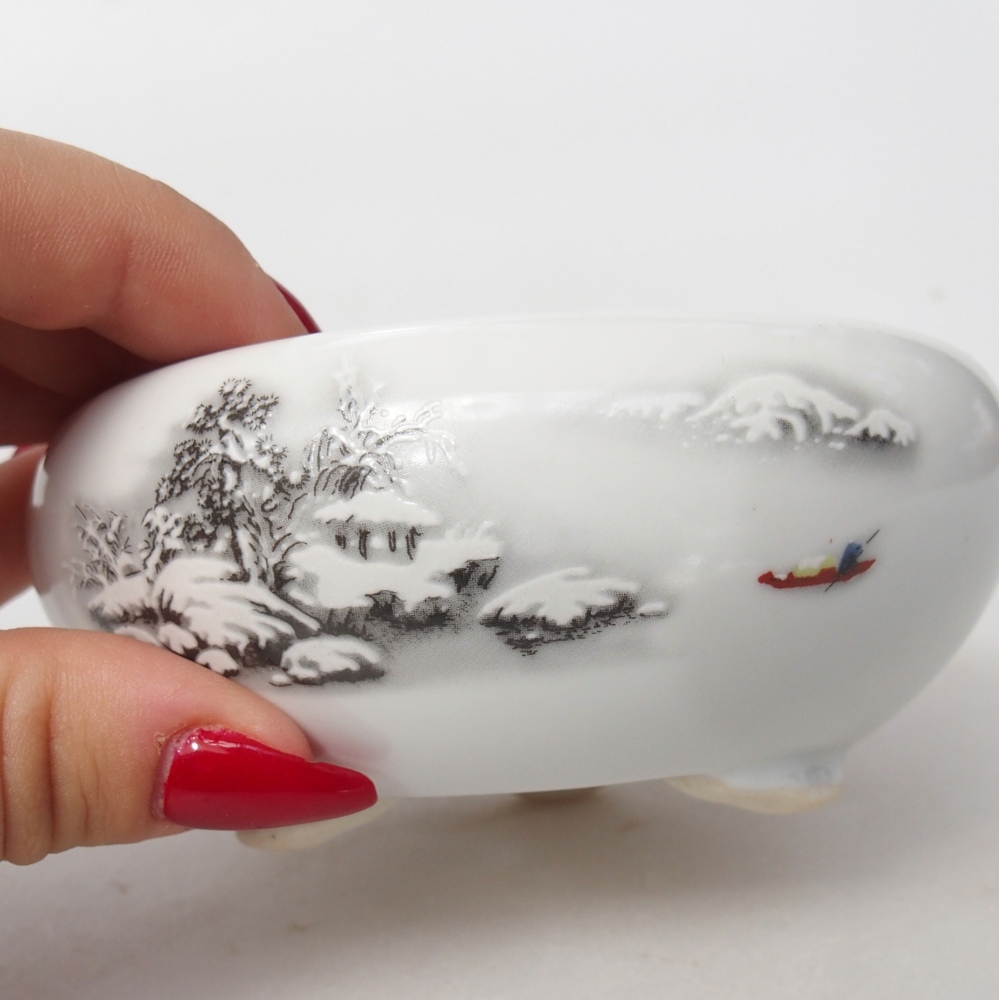 Bol à bonsaï en céramique 10 x 10 x 5 cm, couleur blanc