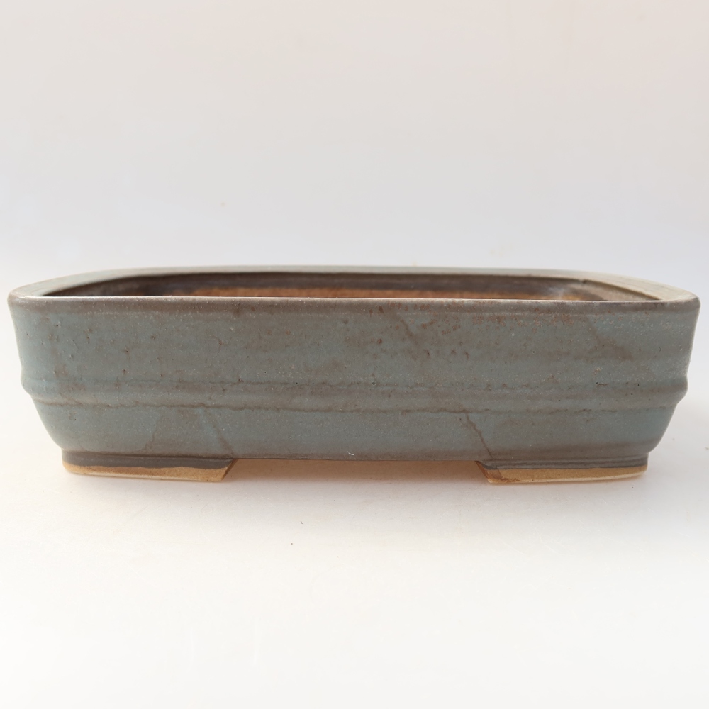 Pot à bonsaï en céramique 22,5 x 18 x 6 cm, couleur bleue