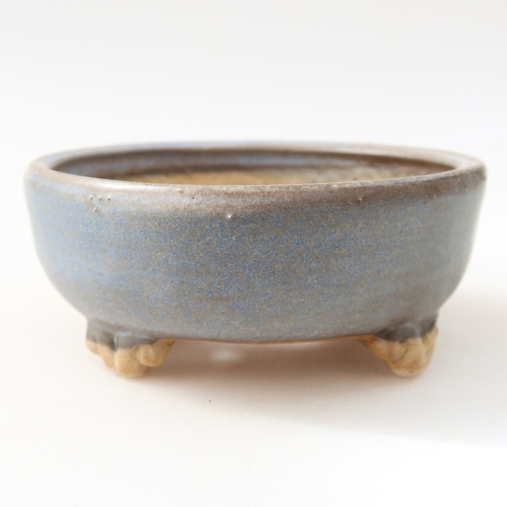 Pot à bonsaï en céramique 10,5 x 10,5 x 4 cm, couleur bleue