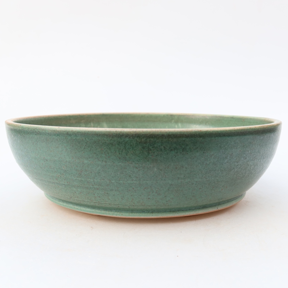 Pot à bonsaï en céramique 19,5 x 19,5 x 5,5 cm, couleur verte