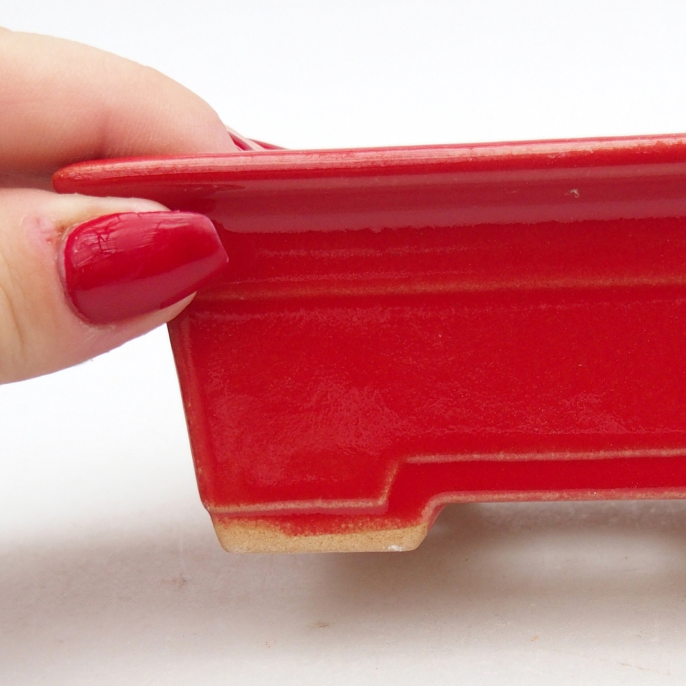 Bol à bonsaï en céramique 11 x 8,5 x 4 cm, couleur rouge