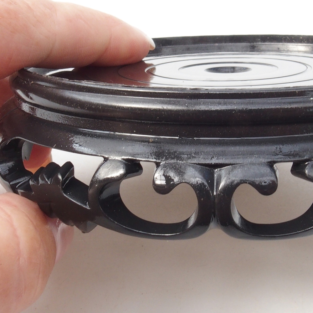 Table à bonsaï en plastique ronde 11 x 11 x 3,5 cm, couleur noire