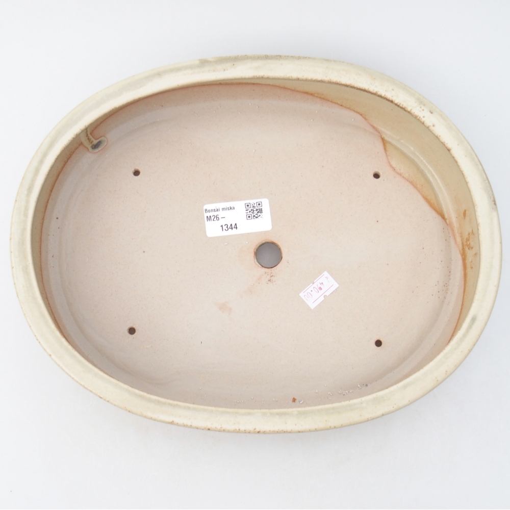 Bol à bonsaï en céramique 27 x 21 x 5,5 cm, couleur beige