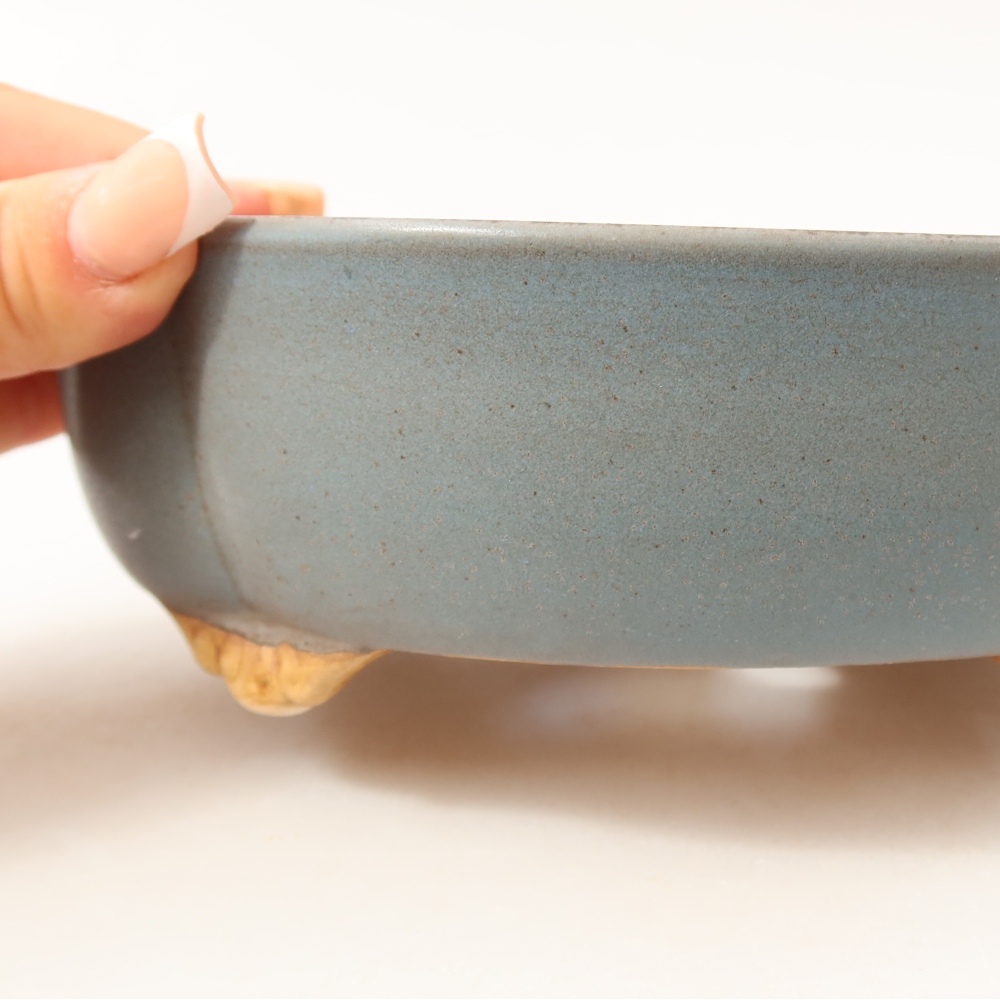 Pot à bonsaï en céramique 17,5 x 15,5 x 5,5 cm, couleur bleue