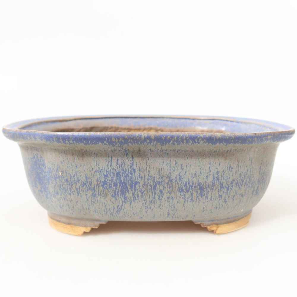 Pot à bonsaï en céramique 20,5 x 16,5 x 7 cm, couleur bleue