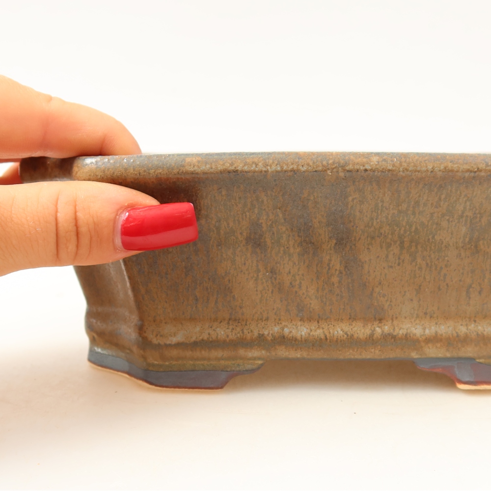 Pot à bonsaï en céramique 18 x 15,5 x 6 cm, couleur marron