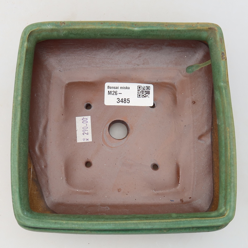 Bol à bonsaï en céramique 15,5 x 15,5 x 6 cm, vert