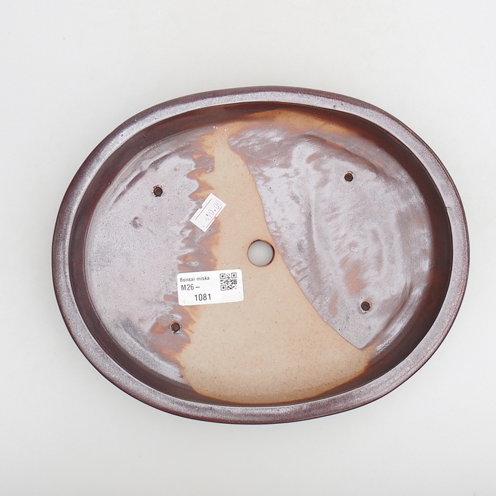 Bol à bonsaï en céramique 24 x 19,5 x 4 cm, bordeaux