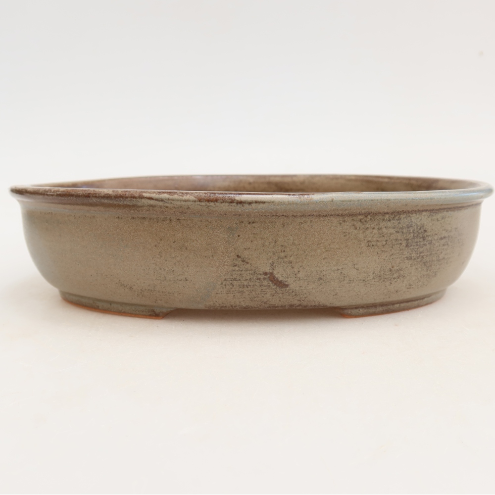 Pot à bonsaï en céramique 22 x 17 x 5 cm, couleur bleu-brun