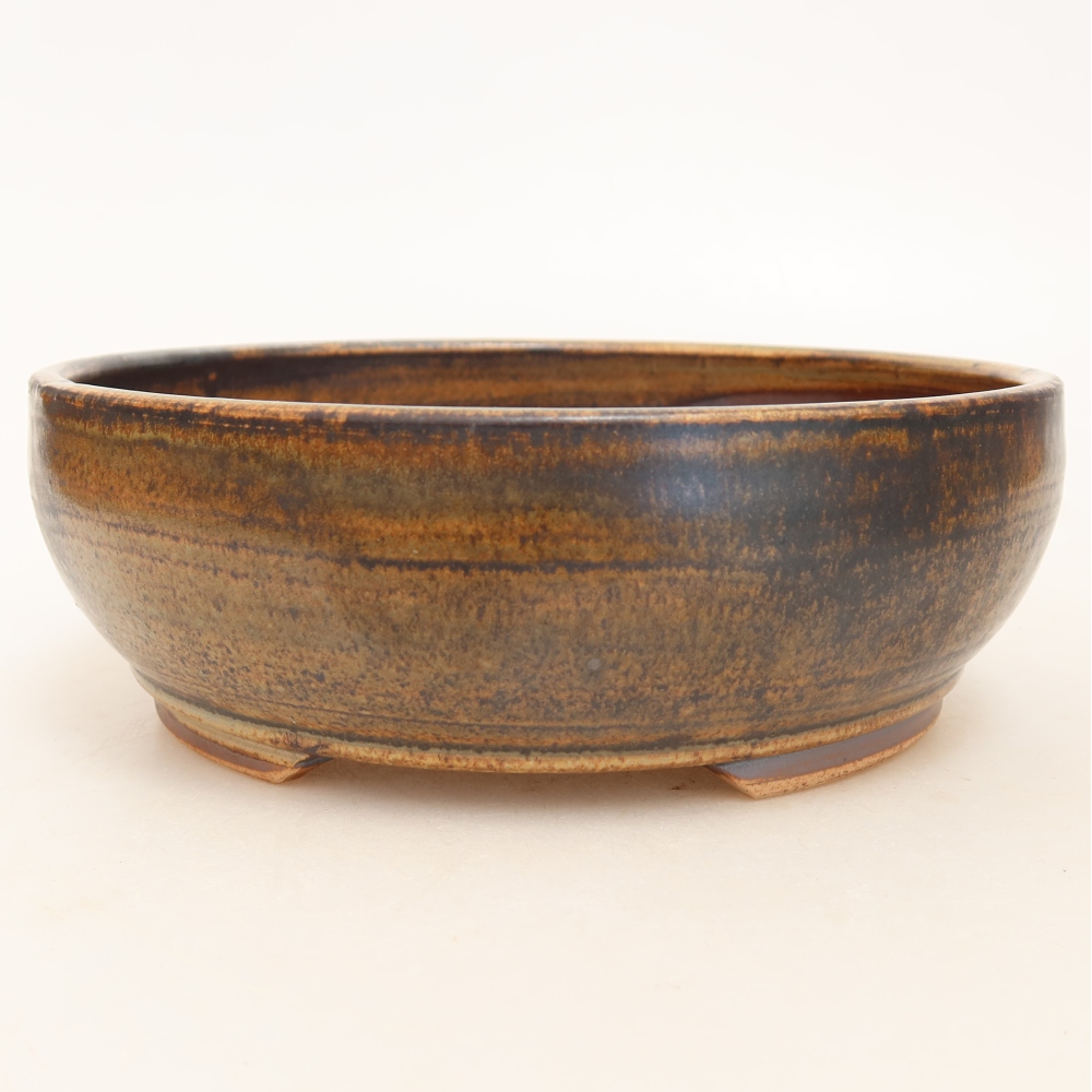 Pot à bonsaï en céramique 17,5 x 17,5 x 6 cm, couleur marron