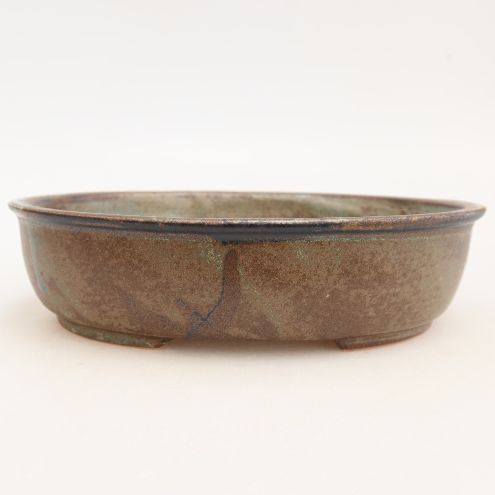 Pot à bonsaï en céramique 19 x 14,5 x 5 cm, couleur marron