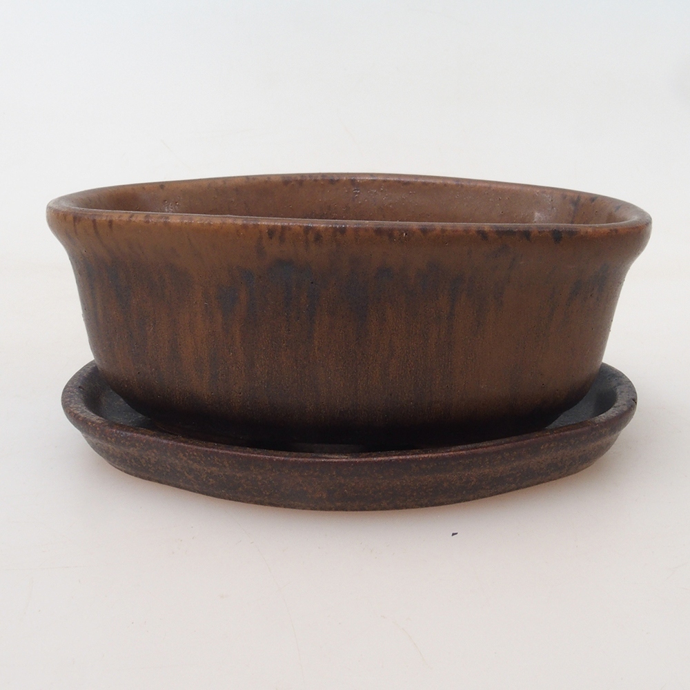 Bol bonsaï + soucoupe H05 - 11 x 8 x 4 cm - brun