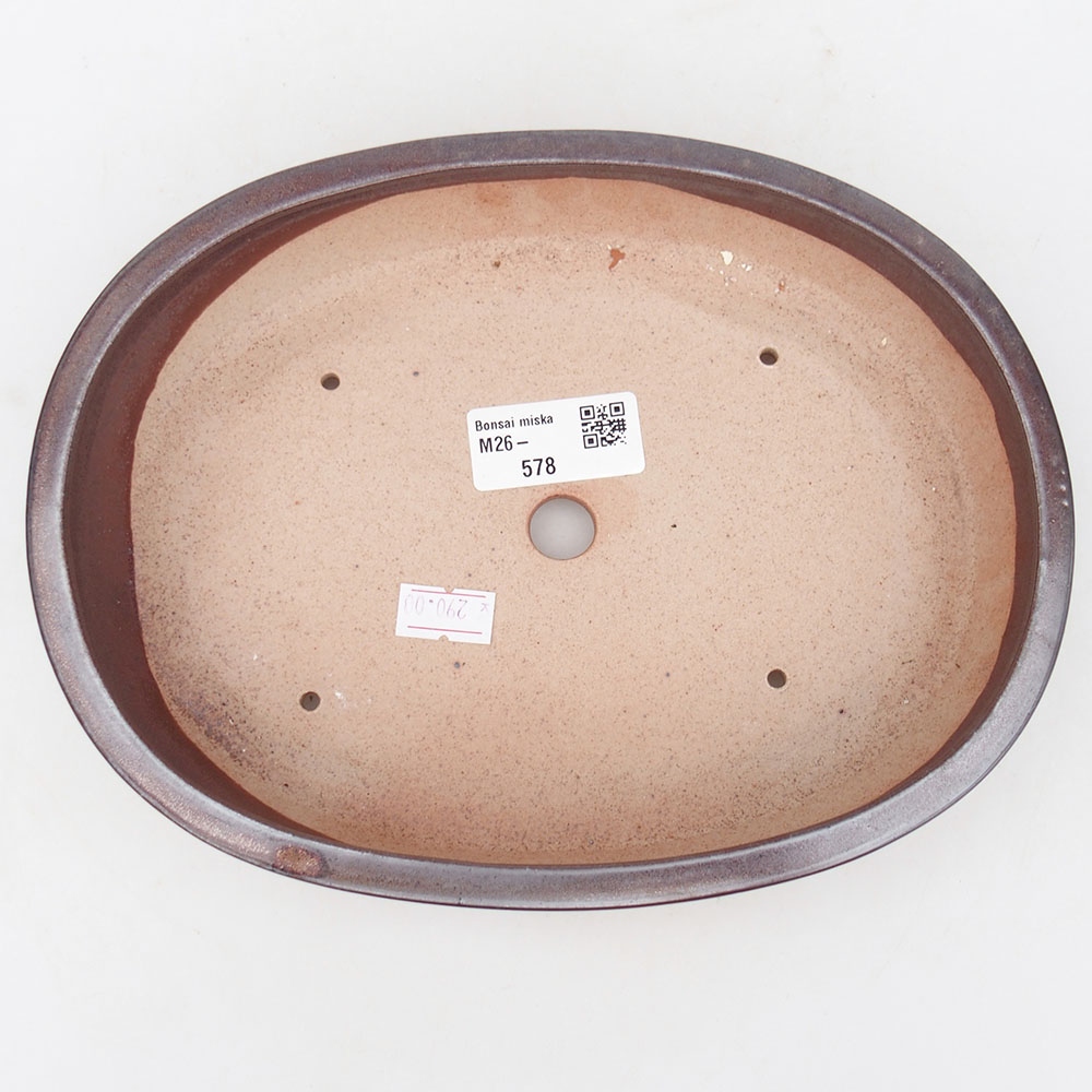 Bol à bonsaï en céramique 22 x 17 x 4 cm, brun