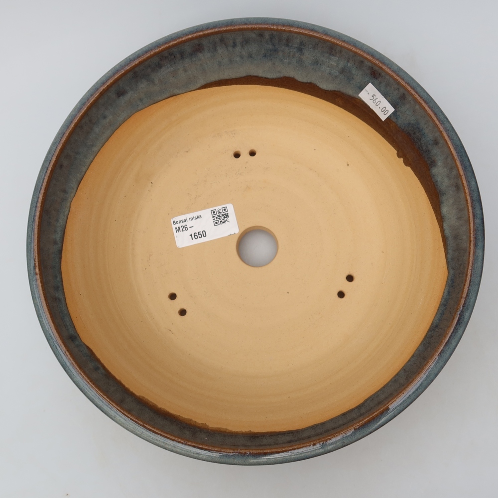 Pot à bonsaï en céramique 24,5 x 24,5 x 7,5 cm, couleur grise