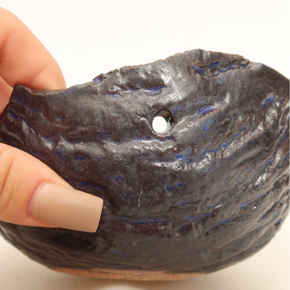 Coquille en céramique pour kokedama, 12,5 x 12 x 7 cm, couleur bleue