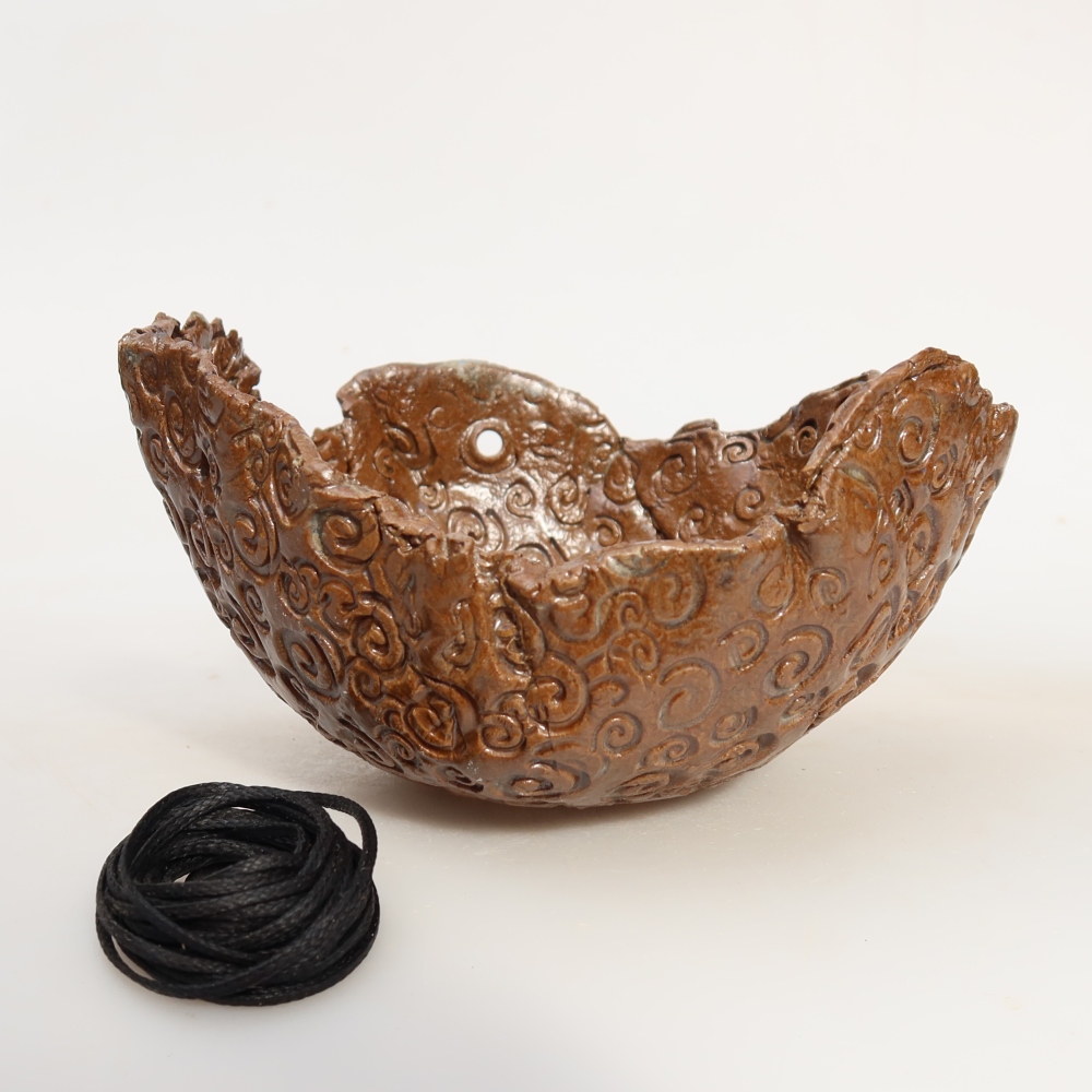 Coquille en céramique pour kokedama, 13 x 12,5 x 8 cm, couleur marron