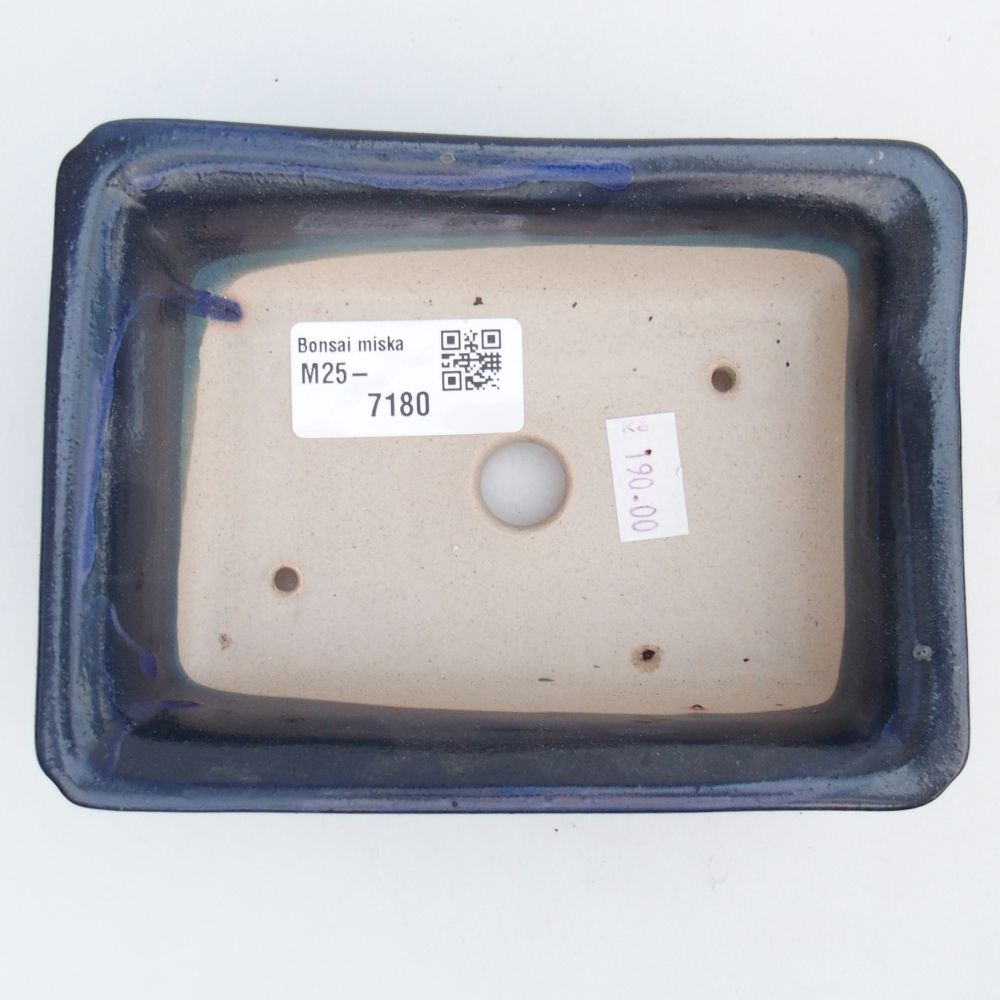 Bol à bonsaï en céramique 14 x 10,5 x 4 cm, couleur bleu