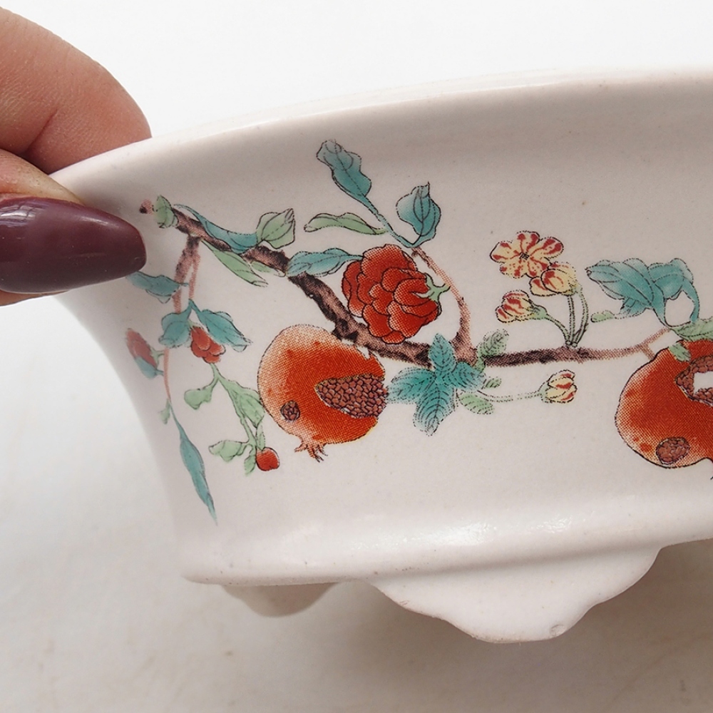 Bol à bonsaï en céramique 13 x 13 x 6 cm, couleur blanc