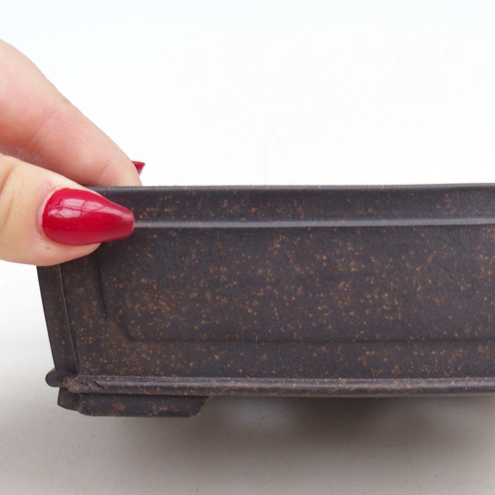 Bol à bonsaï en céramique 15 x 11,5 x 5 cm, couleur ocre brunâtre