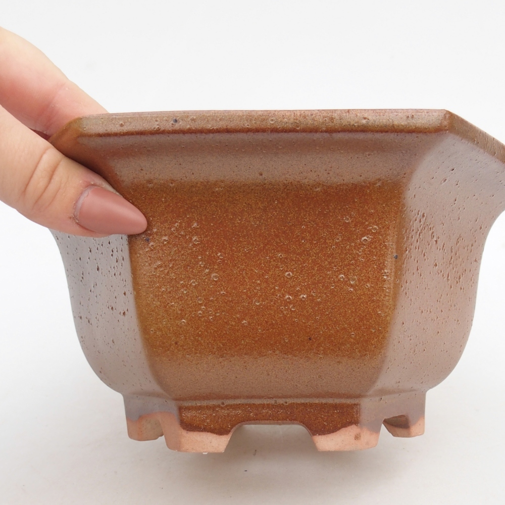 Bol à bonsaï en céramique 18,5 x 16,5 x 9 cm, brun