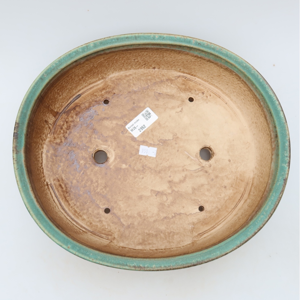 Pot à bonsaï en céramique 31 x 27 x 7,5 cm, couleur verte