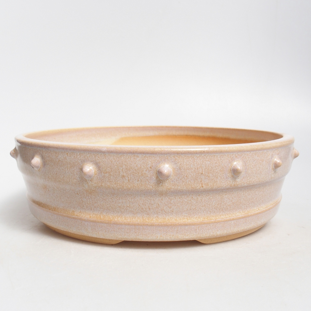 Bol à bonsaï en céramique 22 x 22 x 6,5 cm, couleur beige