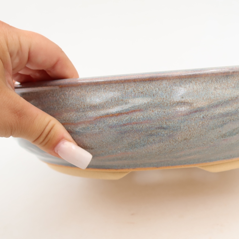 Pot à bonsaï en céramique 27 x 27 x 7 cm, couleur bleue