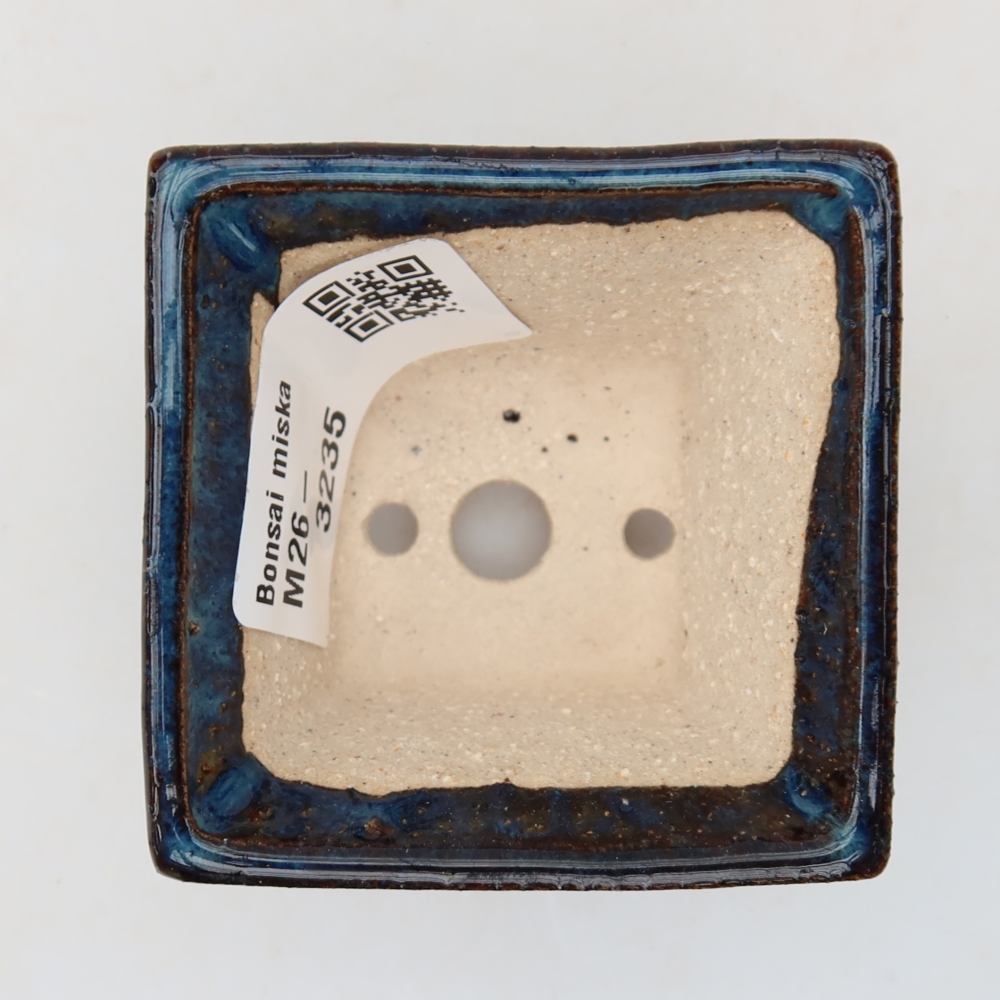 Pot à bonsaï en céramique 5,5 x 5,5 x 4 cm, couleur bleue