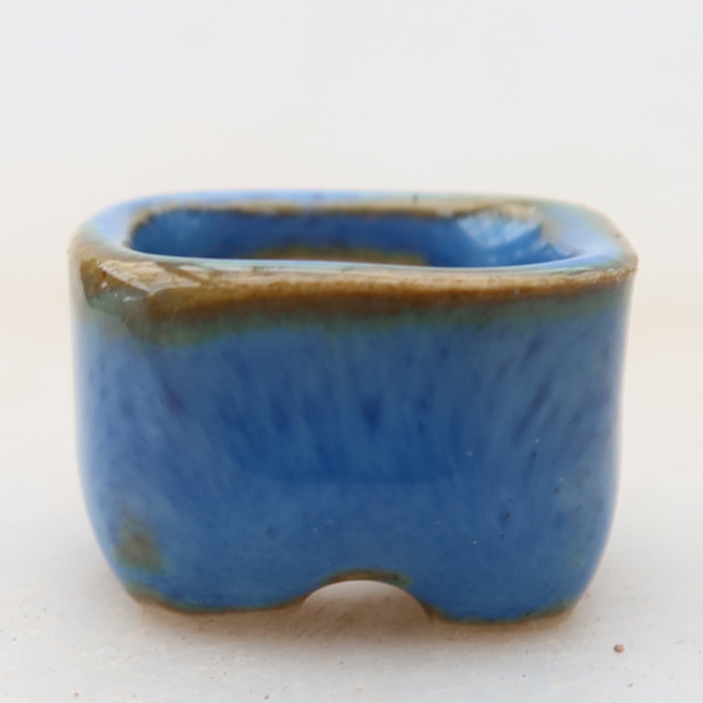 Pot à bonsaï en céramique 2 x 2 x 1,5 cm, couleur bleue