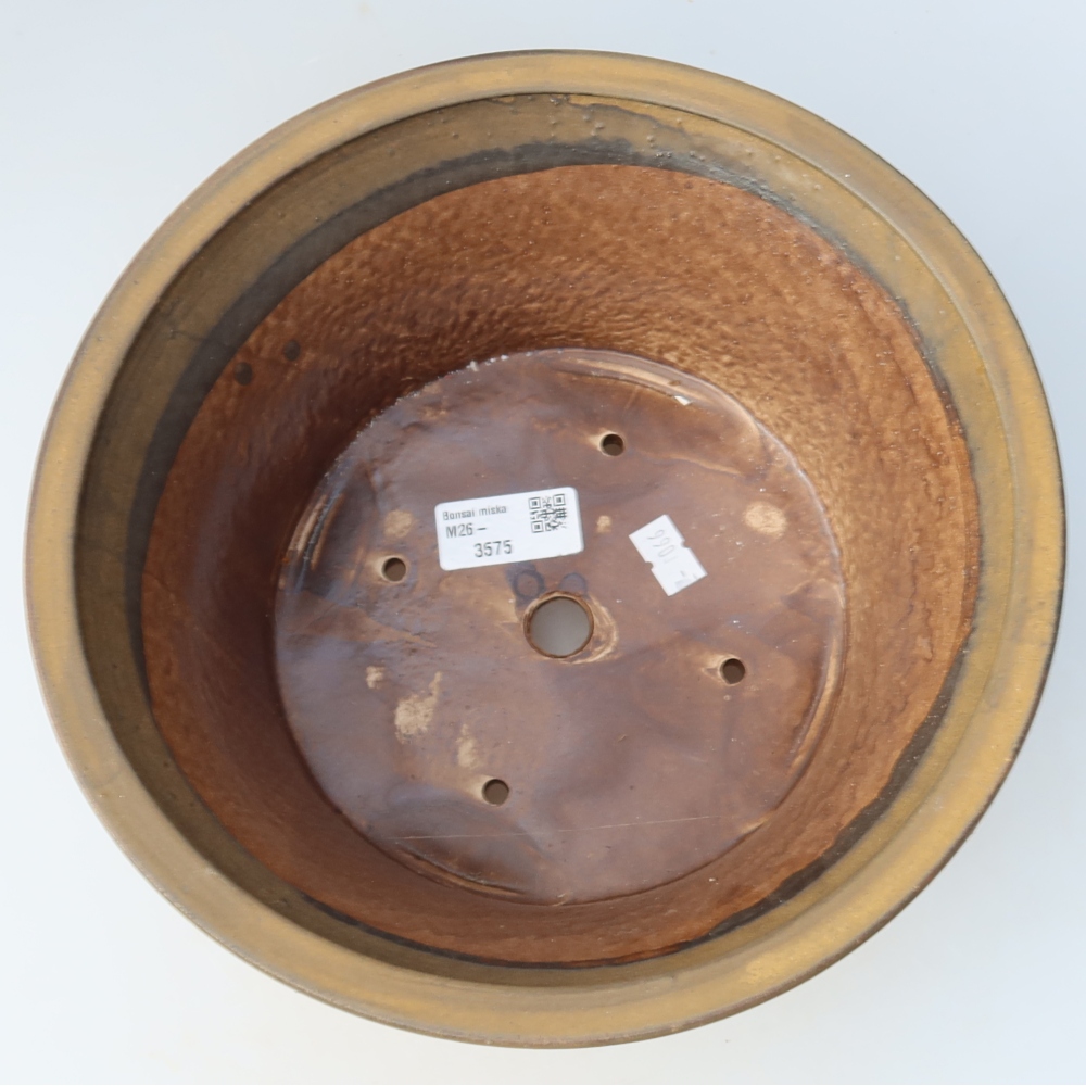 Pot à bonsaï en céramique 24,5 x 24,5 x 11,5 cm, couleur marron
