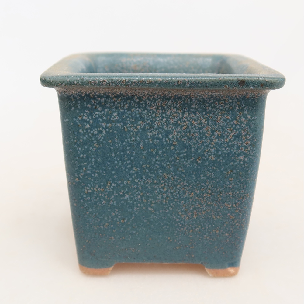 Pot à bonsaï en céramique 6 x 6 x 5,5 cm, couleur bleue