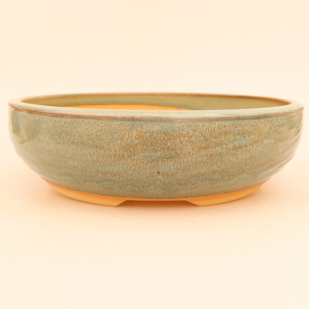 Pot à bonsaï en céramique 26,5 x 26,5 x 7 cm, couleur verte