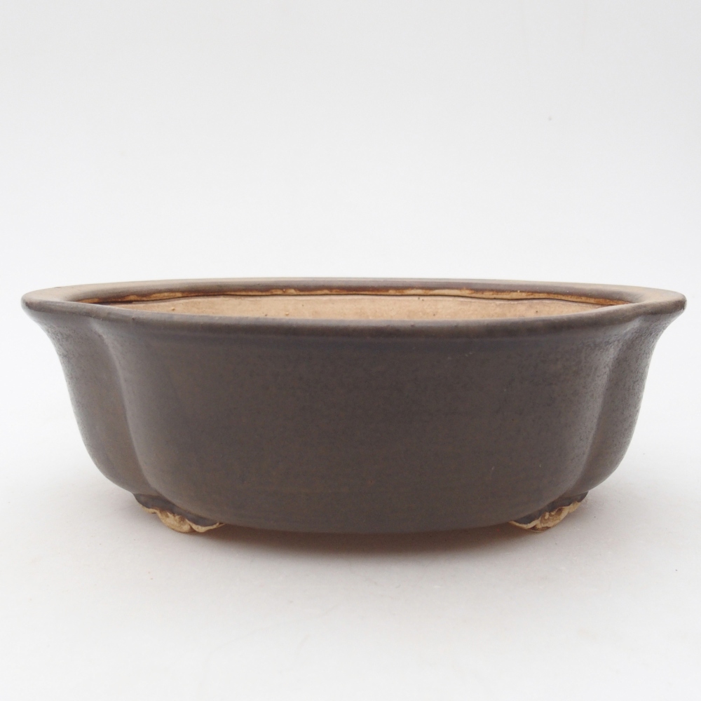 Bol à bonsaï en céramique 18,5 x 17 x 6 cm, brun